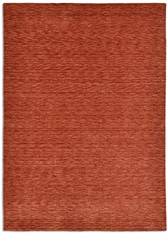 THEKO | Teppich Holi aus 100% Schurwolle | schlicht, zeitlos + modern | handgewebt | Farbe: Terrakotta | 60x90 cm