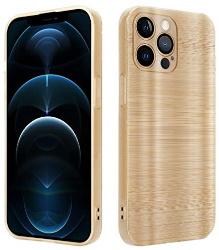 Cadorabo Hülle kompatibel mit Apple iPhone 12 PRO Schutzhülle TPU Silikon Case Brushed Design mit Kameraschutz Slim Kratzfest Weiche Gummi mit Rundumschutz Case Hülle für iPhone 12 PRO in Gold