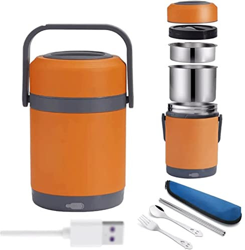 OLOTU 2L Electric Lunch Box, USB Port Rice Heater, Leak Proof Food Heater, Portable Food Warmer for On-the-Go