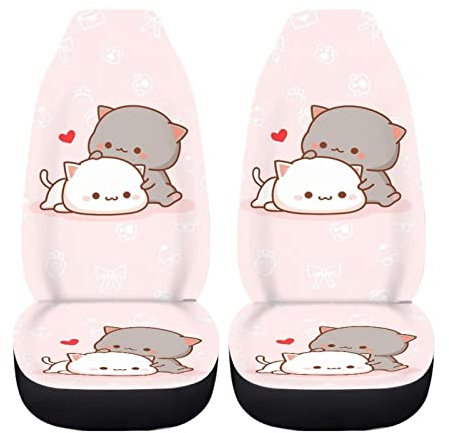 Showudesigns Cartone animato Cat Accessori per Auto per Donne Coprisedili Auto Sedile Anteriore Solo Rosa Coprisedili Anteriore Auto Protettore Per Tutte Le Meteo Auto Decorativo