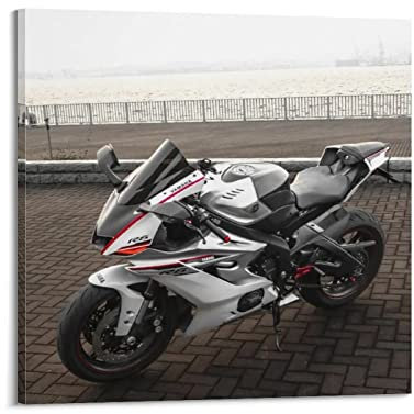 Sportfahrräder, Motorrad-Poster, Yamaha R6, dekoratives Gemälde, Leinwand, Wandposter und Kunstbild, modernes Familien-Schlafzimmer, 30 x 30 cm