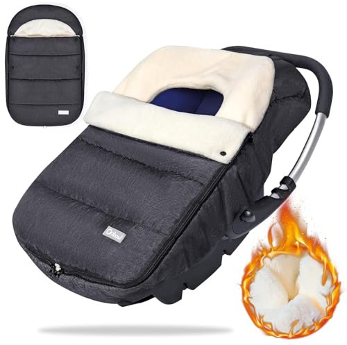 Orzbow Fußsack Babyschale Winter,Universell Baby Einschlagdecke Winter mit Verstellbarem Kragen,Warmes Korallenvlies Futter,Reißverschluss,passend für Maxi-Cosi,Cybex,Römer usw. (Hellgrau)