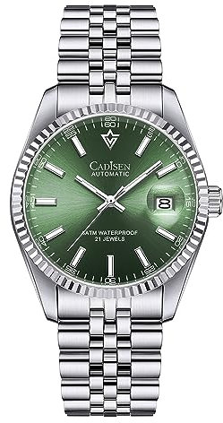 FINNIAN CADISEN Automatik Uhr Herren Mechanische 38MM Saphirglas Und Edelstahlarmband Automatikuhr (8053grün)