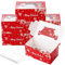 Coolty 50 Stück Cupcake Boxen 2 Löcher Karton Verpackung Boxen Bäckerei Gebäck Boxen mit Fenster und Einsätze für Cookies Muffins Cupcakes Desserts Torten (2 Holes-Red Chrismas Style)