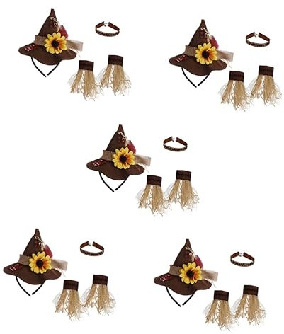 ABOOFAN 20 Piezas 1 Juego de cuatro pajitas de Halloween disfraz de mujer para disfraz de espantapájaros tiara collar de gargantilla para mujer sombrero de halloween paseo suite