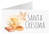 25 pezzi Bigliettini Bomboniera per Sacchetti Confetti Santa Cresima DA PERSONALIZZARE A MANO, Bigliettino Bomboniera Pieghevole già tagliati singolarmente Design 01