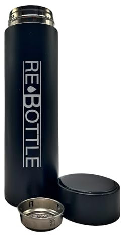 Re Bottle Thermosflasche aus Edelstahl. Doppelt Isoliert für Kalt und Warmgetränke. Mit LED Temperaturanzeige und Teesieb. Auslaufsichere Trinkflasche für Sport, Arbeit, Freizeit
