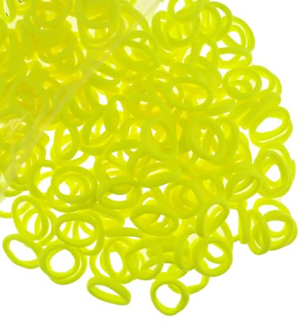Lot de 200 élastiques à cheveux en coton de couleur unie pour femmes et filles - Sans couture - Jaune fluo