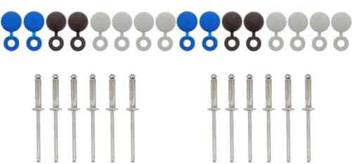 Restagraf (6 pcs) Rivets Épanouis 4 x 16 mm avec Assortiment de Chapo pour Plaque d'Immatriculation (Lot de 2)