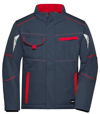 James & Nicholson Winter Workwear Softshell Jacke - Gefütterte Arbeitsjacke aus funktionellem Softshell | Farbe: carbon/red | Grösse: M