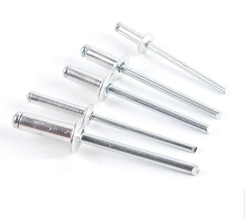 TopHomer 50 rivets pop en aluminium (2,4 x 6 mm) avec bride en acier à grande tête et mandrin en acier, tailles optionnelles, aveugle à tête bombée pour bricolage du cuir, sac à main, ceinture