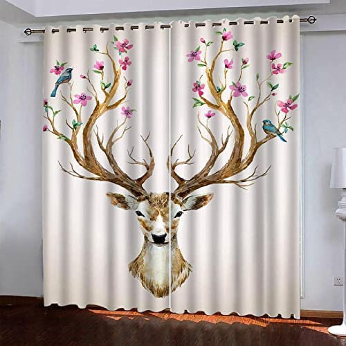 Vorhänge Curtain REH 3D Vorhang Gardinen Blickdicht Mit Ösen, Leichter & Weicher Verdunklungsvorhang Für Wohnzimmer Schlafzimmer Tür Hotel-Büro-Restaurant 140 (B) X 160 (H) cm -2G9S/G6X1-2