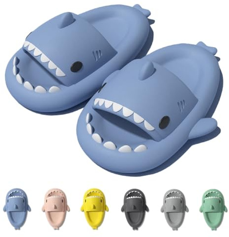 IDEINER Ciabatte Squalo Donna Uomo Shark Slippers Adulto Blu Taglia 46/47