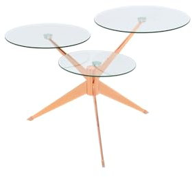 Qiyano Lanikai Beistelltisch Rosa - DREI Ebenen Design, Metallgestell, Flexibel für Innen & Außen, Wohnzimmer, Schlafzimmer, Lounge, Sofatisch, Stil
