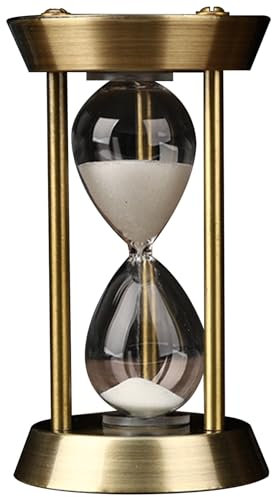 Hourglas 3 Minuten Genauer Messing Sandtimer mit Metallbasis und weiße Sandkarte Sanduhr für Küchen, Büros, Desktop -Geschenk, 3 Minuten Sandtimer