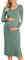 Ekouaer Umstandskleid Damen Langarm Stillen Kleid Elegant Umstandsmode Kleid Winter Umstandsrock Seitengeteilte, Grün, XL