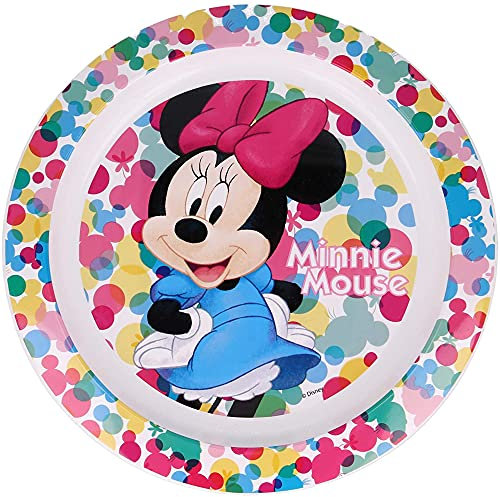 CARTOON Piatto piano Minnie Disney in plastica riutilizzabile BPA free stoviglie per bambini adatte al microonde