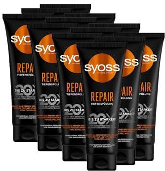 Syoss Tiefenspülung Repair (12x 250 ml), reichhaltige Spülung repariert alle Ebenen der Haarfasern, Haarspülung für geschmeidiges & widerstandsfähiges Haar