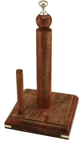 NKlaus Porte-rouleau d'essuie-tout en bois de manguier/laiton 16,5 x 33 cm - Décoration nautique - Porte-rouleau pratique 15990