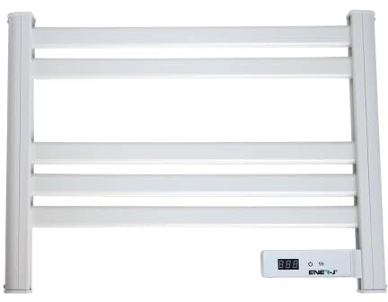 ENERJ Infrared Heated Towel Rail LC Screen with BS plug 1.2 m for Bathroom IP24 White