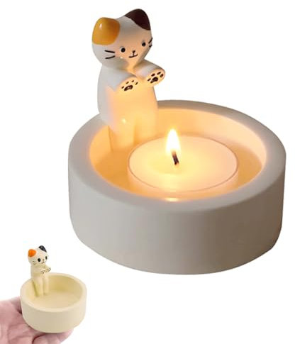 Portacandele Gatto, Portacandela Decorativo per Gatti, Ornamenti Portacandele Colonna con Ggatti Carini, Regalo per Gli Amanti dei Gatti, Decorazione da Tavolo per Soggiorno, Colore