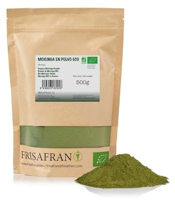 FRISAFRAN | Poudre de Moringa Bio 500g | moringa pur | Feuilles de Moringa | feuille en poudre | Plante Moringa | Superaliment | Nutritif | Antioxydant | 100% Naturel | Végétalien | Sans gluten |Détox