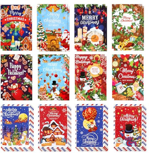 32pcs Christmas Wine Bottle Stickers, 12 Designs Christmas Themed Wine Bottle Labels Self-Adhesive Xmas Wine Bottle Decorations for Christmas Party Bottle Decors Supplies