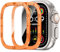 Bisikor Protector de Pantalla para Apple Watch Ultra 2/Ultra 49mm, 9H Cristal Templado con Marco de Aleación de Titanio, AntiArañazos, Protector de Pantalla para iWatch 49mm 2Piezas NaranjaNumérico