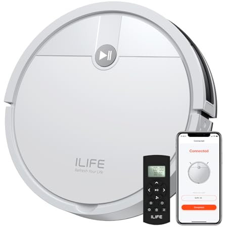 ILIFE X3 Aspirapolvere Robotico, Aspirapolvere Potente 3000 Pa, 120 Minuti di Funzionamento, Ricarica Automatica, WiFi 2.4 GHz, Controllo App/Alexa, Sottile, Silenzioso, Ideale per Capelli e Pavimenti