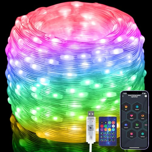 Fairy Lights 66FT/20M, 200 LEDs RGB Smart IC Multicolor String Lights