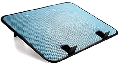 14 inch Notebook Cooler 5v Dual Fan USB External Laptop Cooling Pad Slim Stand High Speed Silent Metal Panel Fan, blue