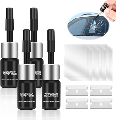 PAYFULLY Windschutzscheibe Reparaturset, 4er-Pack Glas Reparatur Set, Steinschlag Reparaturset Windschutzscheibe, Windshield Repair Kit zur Reparatur von Windschutzscheiben und Glas