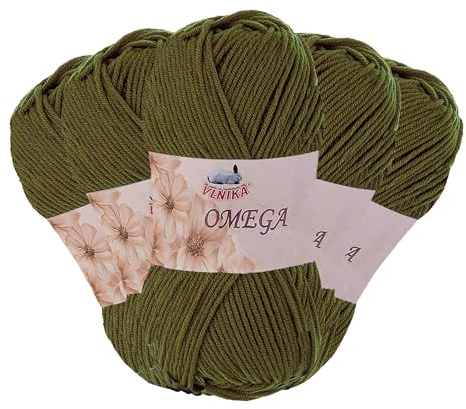 5 x 100g Strickgarn Omega Häkelgarn Acrylwolle Klassikgarn Wolle unifarben, Farbwahl
