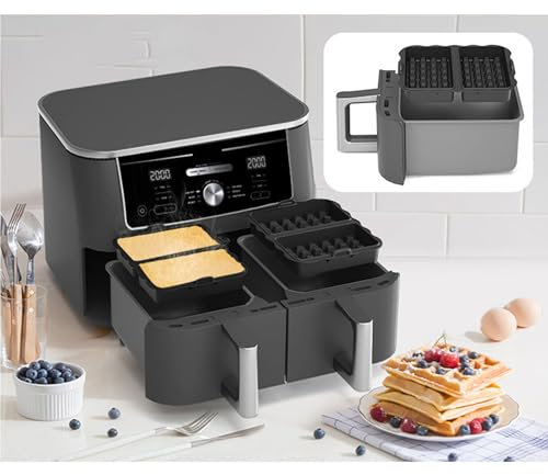 Set of 2 Waffle Inserts Compatible with Ninja Foodi AF300EU, AF400EU, AF500EU, Silicone Mould Wafer Accessory for Ninja Air Fryer