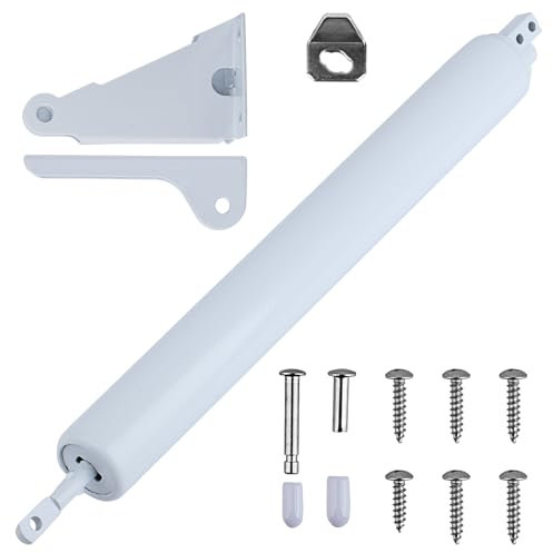 Storm Ferme-porte, 1 ensemble de ferme-porte moustiquaire, support de porte pneumatique, fermeture de sécurité avec maintien ouvert pour tempête (blanc)