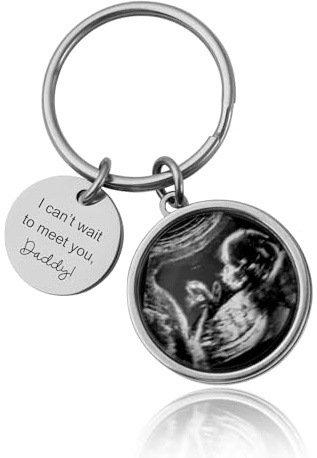 Generisch Personalisierter Baby-Ultraschall-Schlüsselring für werdenden Papa, Foto-Schlüsselring, Geschenk zum ersten Mal als Vater, Schwangerschaftsgeschenk, werdendes Geschenk für neuen Papa. S-009