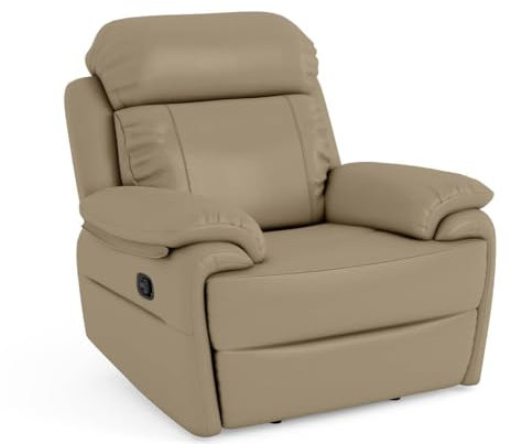 Orlando Leder Relax Sessel mit hohem Rücken - Relaxfunktion - Fußstütze und eleganter Polsterung - die perfekte Wahl für Wohnzimmer für Personen mittlerer und großer Körpergröße - Cappuccino-Beige