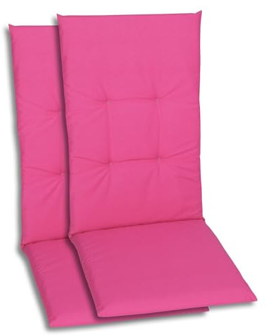 GO-DE Textil Bequeme und attraktive Polsterauflagen für Hochlehner-Gartenstühle (2er-Set, Uni Pink, Hochlehner)