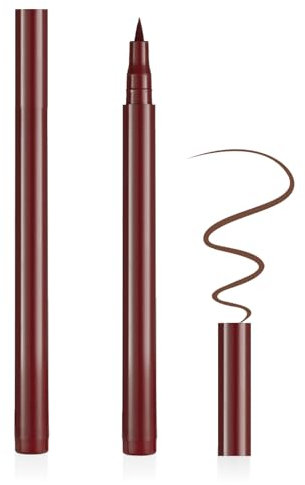 Aomig 24h-Wasserfester Eyeliner Präziser Veganer Eyeliner Flissig mit Langzeit-Halt Smudge-Proof Formel Eye-liner Sanfte Kajalstifte empfindliche Augen perfekt für Täglich Maskenbildner (Braun, 1.6g)
