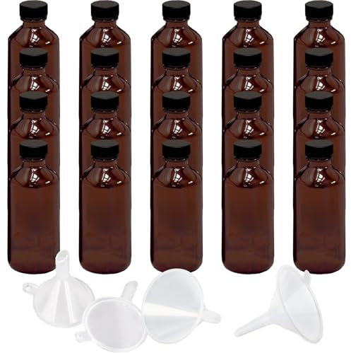 24Pack 2oz Amber Glass Bottles for Vanilla Extract, Boston Round Leak-Proof Brown Glass Jars with Caps, Bonus Funnel - Ideal for Homemade Extracts, Essential Oils, DIY Christmas Party Gift Supplies