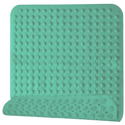 Tapis De Douche Antidérapant, 48 x 48 cm Tapis Anti Dérapant avec Ventouses, Tapis de Bain Carré Antidérapant à Ventouses, Tapis de Douche de Massage Antidérapant, Lavable en Machine, Carré,Vert