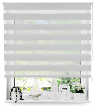 Tom'Shop Tom'Shop® Doppelrollo DuoRollo (Grau 140cm x 220 cm) Duo Rollos für Fenster Schrauben mit Bohren mit Schrauben Fensterabdeckung Fensterrollo leichte Montage
