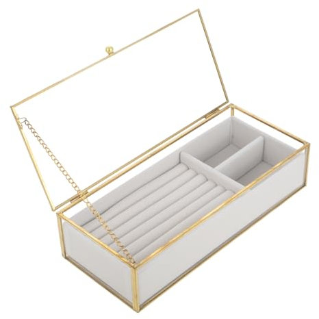 Healeved Boîtes À Bagues En Carton Et Verre Pour Présentation Présentoir En Peluche Dorée Éponge En Verre Bijoux