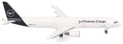 Herpa Model Airplane Lufthansa Cargo Airbus A321P2F, miniature scale 1:500, collectible, airplane model without stand, metal