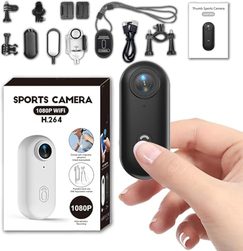 Mini Action Kamera 1080P Full HD, WiFi Action Cam & Bodycam, Wasserdicht 30m, Magnetische Körperkamera für Motorrad, Helm & Ski, 360° Clip, 120° Weitwinkel, Vlog Sportkamera Überwachungskamera