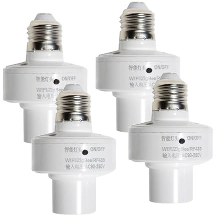 MMABEUTF 4 Pack Smart Light Socket WiFi Light Bulb Adapter App Control Smart Home Voice Control E27 Light Bulb Adapter Timer Function and Group Control Easy Installation (4 Packs)