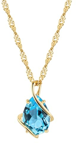 Fascination by Ellen K. Damen Anhänger mit Kette 375/- Gold 43cm Glänzend Blautopas beh. gelb 500341724-2