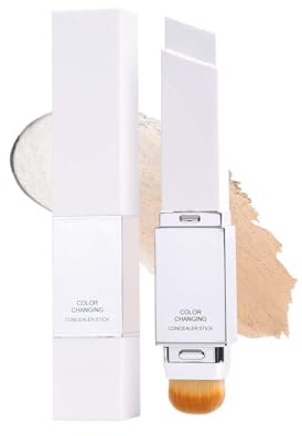 Color Changing Foundation Stick 2in1 für reife Haut, weiße Foundation mit Pinsel, leichte, feuchtigkeitsspendende, matte Stick-Foundation für alle Hauttypen (Dunkler Hautton)