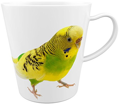 Merchandise for Fans Wellensittich |Latte Macchiato Becher Kaffeebecher mit Fotodruck |001