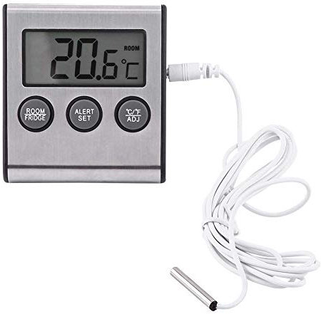 Aramox Fridge Thermometer,Digital LCD Refrigerator Temperature Fridge Freezer Room Thermometer With Wire Sensor and Probe